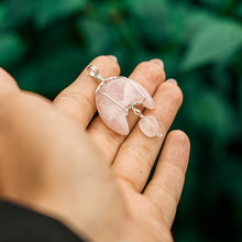 Load image into Gallery viewer, 925 SS Rose Quartz Moon Pendant
