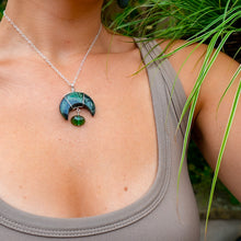 Load image into Gallery viewer, 925 SS Kambaba Jasper & Serpentine Moon Pendant