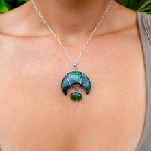 Load image into Gallery viewer, 925 SS Kambaba Jasper & Serpentine Moon Pendant