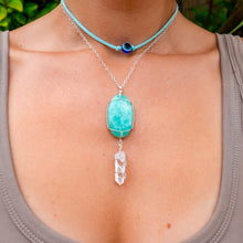 Load image into Gallery viewer, 925 SS Amazonite & Clear Quartz Pendant