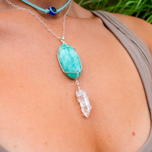 Load image into Gallery viewer, 925 SS Amazonite & Clear Quartz Pendant