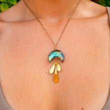 Load image into Gallery viewer, 14ct GF Labradorite Moon Drip Pendant
