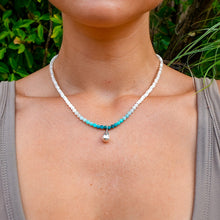 Load image into Gallery viewer, 925 SS Onyx, Amazonite, Blue Apatite & Clear Quartz Bead Necklace
