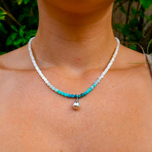 Load image into Gallery viewer, 925 SS Onyx, Amazonite, Blue Apatite & Clear Quartz Bead Necklace