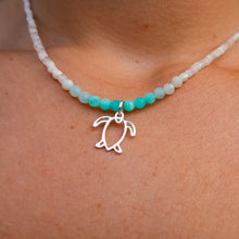 Load image into Gallery viewer, 925 SS Turtle, Amazonite, Blue Apatite & Moonstone Bead Necklace