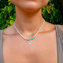 Load image into Gallery viewer, 925 SS Turtle, Amazonite, Blue Apatite & Moonstone Bead Necklace