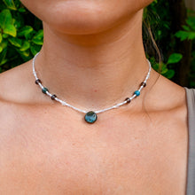 Load image into Gallery viewer, 925 SS Labradorite, Smokey Quartz, Blue Apatite, Clear Quartz Bead Necklace