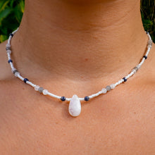 Load image into Gallery viewer, 925 SS Moonstone, Blue Sapphire & Labradorite Bead Necklace