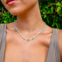 Load image into Gallery viewer, 14ct GF & Copper Starfish, Amazonite & Clear Quartz Bead Necklace
