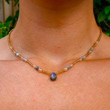 Load image into Gallery viewer, 14ct GF Labradorite & Golden Rutilated Quartz Bead Necklace