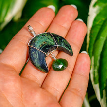 Load image into Gallery viewer, 925 SS Kambaba Jasper & Serpentine Moon Pendant