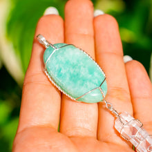 Load image into Gallery viewer, 925 SS Amazonite & Clear Quartz Pendant