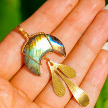 Load image into Gallery viewer, 14ct GF Labradorite Moon Drip Pendant