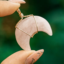 Load image into Gallery viewer, 14ct GF Rose Quartz Moon Pendant
