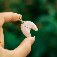 Load image into Gallery viewer, 14ct GF Rose Quartz Moon Pendant
