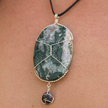 Load image into Gallery viewer, 925 SS Moss Agate &amp; Blue Sapphire Pendant
