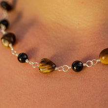 Load image into Gallery viewer, 925 SS Tiger&#39;s Eye &amp; Black Tourmaline Chunky Necklace
