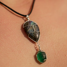 Load image into Gallery viewer, 925 SS Carved Labradorite &amp; Serpentine Pendant
