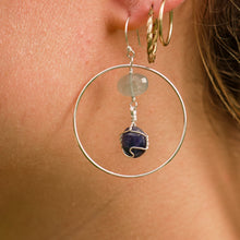 Load image into Gallery viewer, 925 SS Aquamarine &amp; Blue Sapphire Earrings
