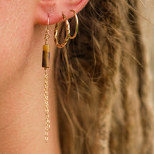 Load image into Gallery viewer, 14ct GF Tiger&#39;s Eye Chain Earrings
