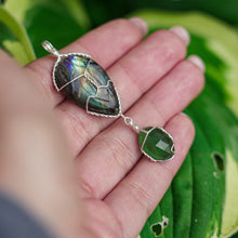 Load image into Gallery viewer, 925 SS Carved Labradorite &amp; Serpentine Pendant
