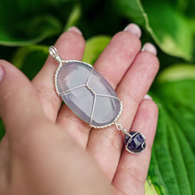 Load image into Gallery viewer, 925 SS Blue Chalcedony &amp; Sapphire Pendant
