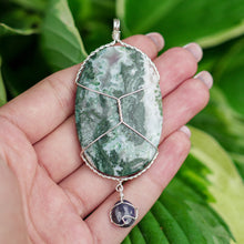 Load image into Gallery viewer, 925 SS Moss Agate &amp; Blue Sapphire Pendant
