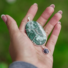 Load image into Gallery viewer, 925 SS Moss Agate &amp; Blue Sapphire Pendant
