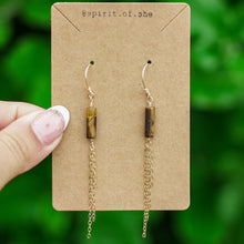 Load image into Gallery viewer, 14ct GF Tiger&#39;s Eye Chain Earrings
