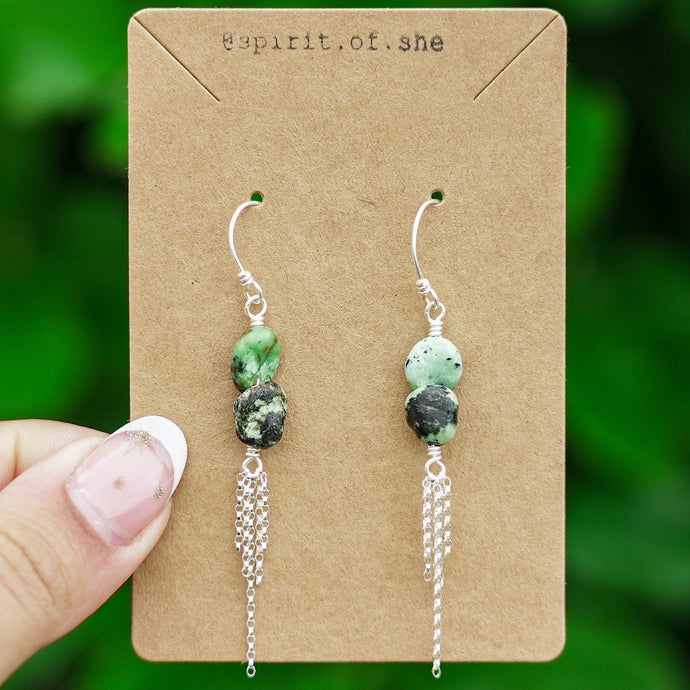 925 SS Turquoise Chain Earrings