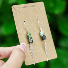 Load image into Gallery viewer, 925 SS Turquoise Chain Earrings
