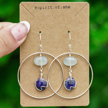 Load image into Gallery viewer, 925 SS Aquamarine &amp; Blue Sapphire Earrings
