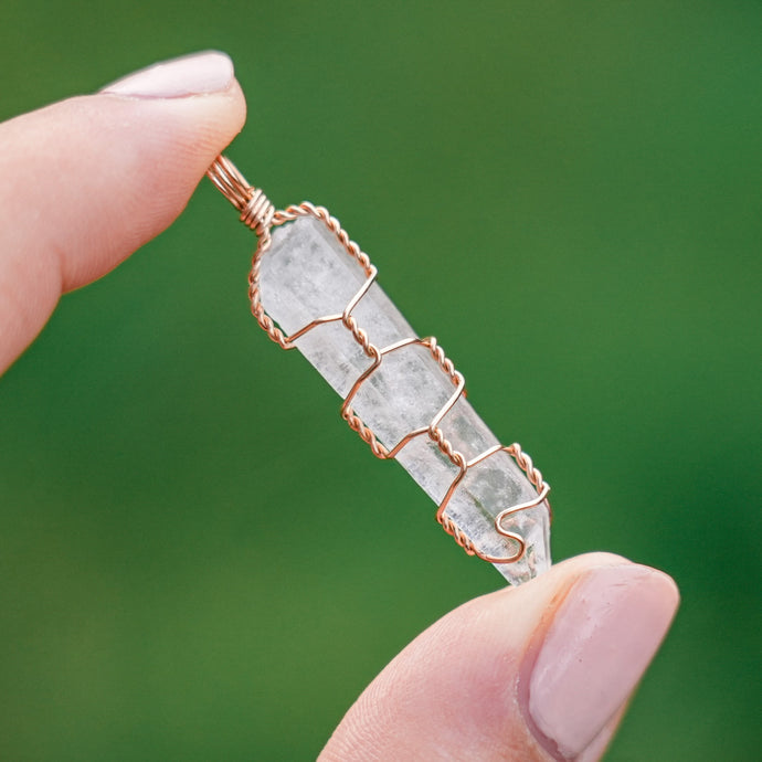 14ct GF Raw Clear Quartz Pendant