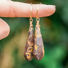 Load image into Gallery viewer, 14ct GF Fruit Jasper Hoop Earrings
