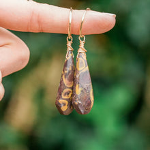 Load image into Gallery viewer, 14ct GF Fruit Jasper Hoop Earrings
