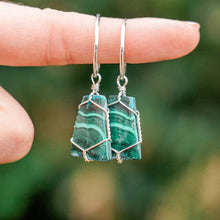 Load image into Gallery viewer, 925 SS Malachite Hoop Earrings
