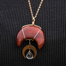 Load image into Gallery viewer, 14ct GF Red Jasper &amp; Prasiolite Moon Pendant
