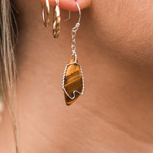 Load image into Gallery viewer, 925 SS Tiger&#39;s Eye Chain Earrings
