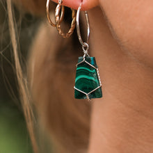 Load image into Gallery viewer, 925 SS Malachite Hoop Earrings
