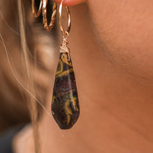 Load image into Gallery viewer, 14ct GF Fruit Jasper Hoop Earrings
