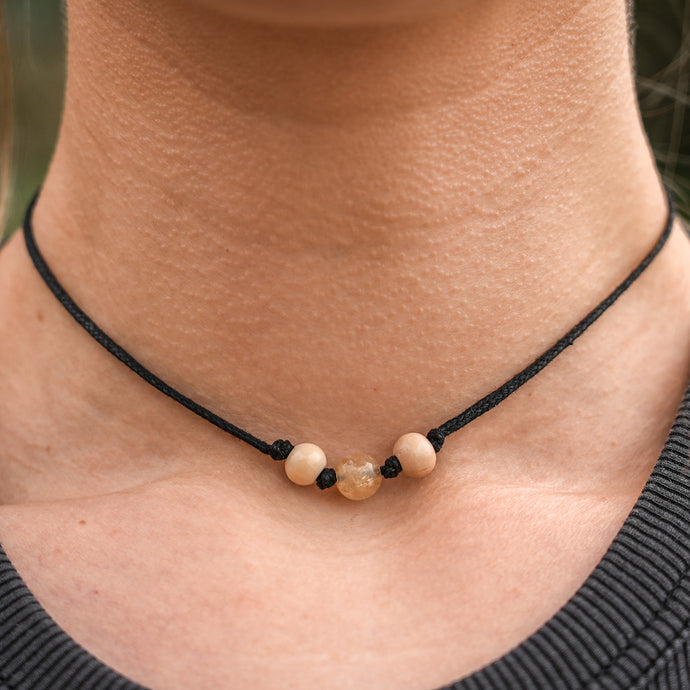 Citrine & Wood Choker Necklace