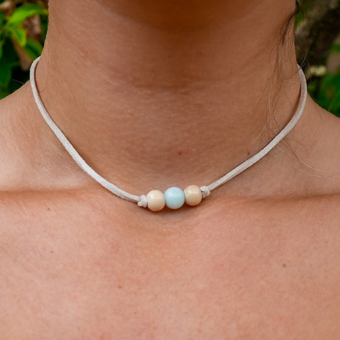 Amazonite & Wood Choker