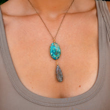 Load image into Gallery viewer, 14ct GF Chrysocolla &amp; Labradorite Pendant
