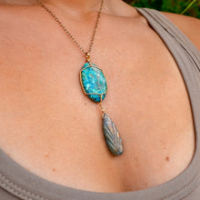 Load image into Gallery viewer, 14ct GF Chrysocolla &amp; Labradorite Pendant

