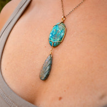 Load image into Gallery viewer, 14ct GF Chrysocolla &amp; Labradorite Pendant
