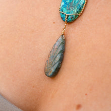 Load image into Gallery viewer, 14ct GF Chrysocolla &amp; Labradorite Pendant
