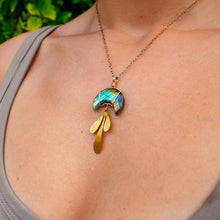 Load image into Gallery viewer, 14ct GF Labradorite Moon Drip Pendant
