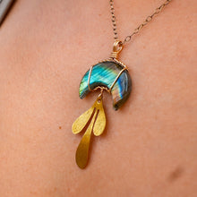 Load image into Gallery viewer, 14ct GF Labradorite Moon Drip Pendant
