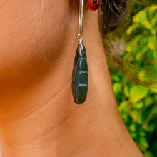 Load image into Gallery viewer, 925 SS Labradorite Leaf Hoop Earrings
