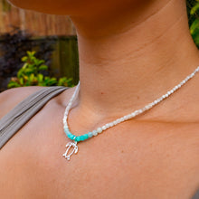 Load image into Gallery viewer, 925 SS Turtle, Amazonite, Blue Apatite &amp; Moonstone Bead Necklace
